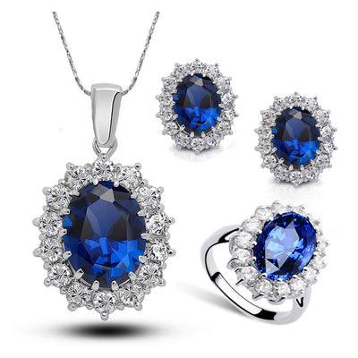 Conjunto de Joyas de Cristal para Novia: Collar, Aretes y Anillo - Image 5