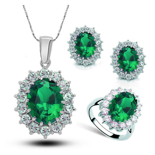 Conjunto de Joyas de Cristal para Novia: Collar, Aretes y Anillo - Image 2