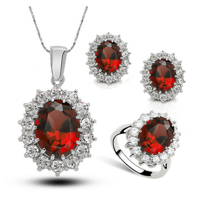 Conjunto de Joyas de Cristal para Novia: Collar, Aretes y Anillo - Image 4