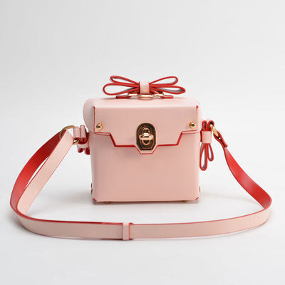Bolso de Hombro Cuadrado Retro con Moño 3D y Remaches