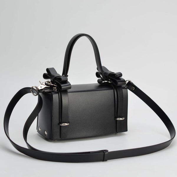 Bolso de Hombro Cuadrado Retro con Moño 3D y Remaches