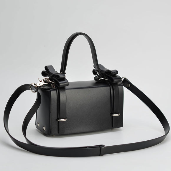 Bolso de Hombro Cuadrado Retro con Moño 3D y Remaches