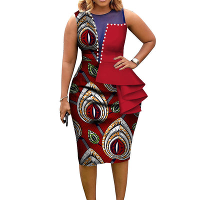 Vestido Ajustado de Algodón Africano Estampado sin Mangas para Mujer - Image 22
