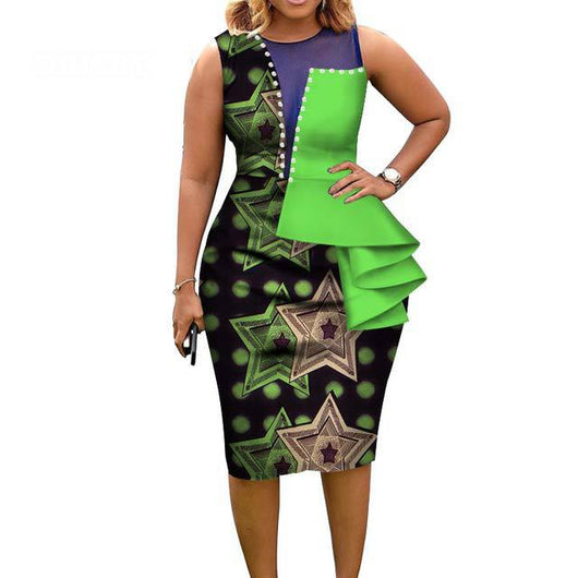 Vestido Ajustado de Algodón Africano Estampado sin Mangas para Mujer - Image 15