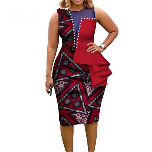 Vestido Ajustado de Algodón Africano Estampado sin Mangas para Mujer - Image 14