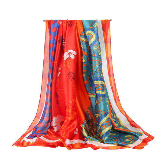 Pañuelo de Seda y Satén con Estampado de Flores de Anacardo y Lunares - Image 3