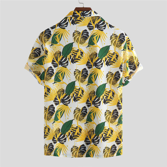 Camisa Floral Casual para Hombre Tallas Grandes con Cuello Solapa