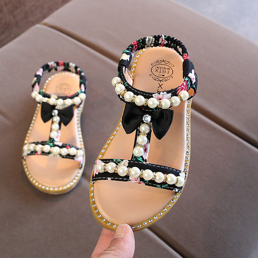 Sandalias Infantiles Princesa con Brillantes y Perlas - Image 8