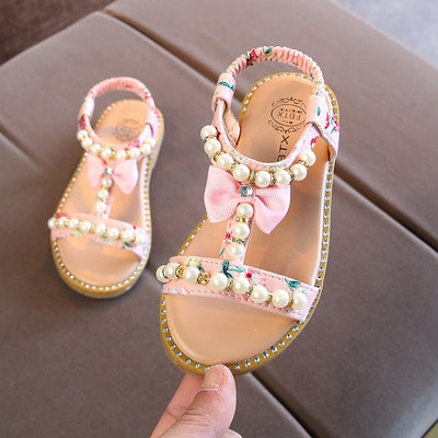 Sandalias Infantiles Princesa con Brillantes y Perlas - Image 4