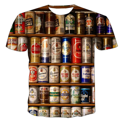 Camiseta Estampada 3D Cervezas Variadas para Hombre - Talla Grande - Image 10