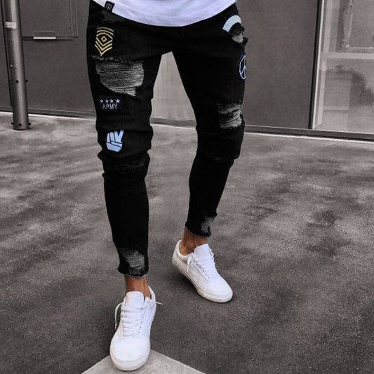 Jeans con Rotos en Rodillas y Cierre Lateral