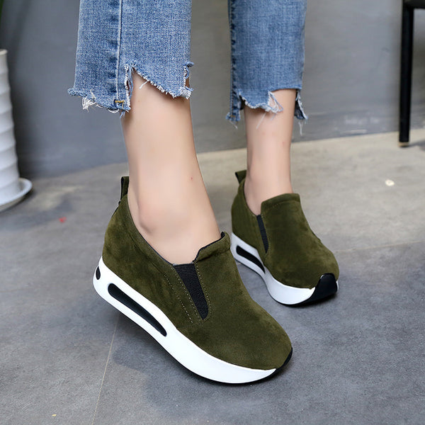Mocasines Coreanos con Plataforma Gruesa y Alzada Interna - Zapatos Cómodos Versátiles para Mujer