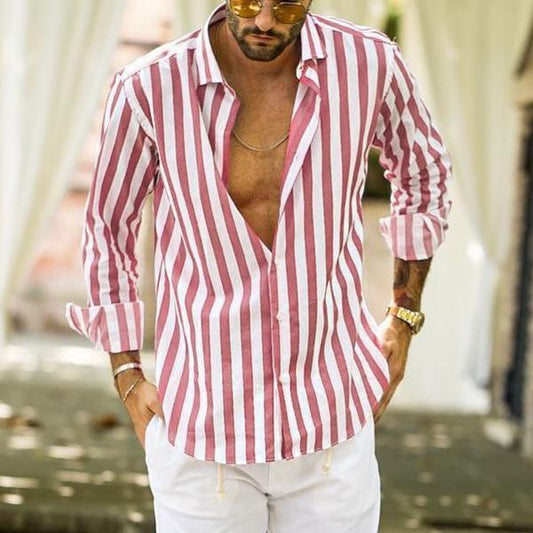 Camisa Casual de Rayas con Mangas Largas para Hombre - Image 2