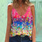 Blusa Escote V con Estampado Abstracto y Tirantes para Mujer