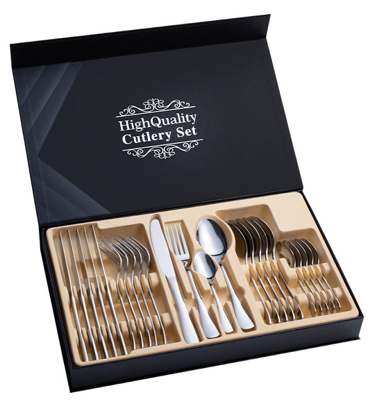 Juego de Cubertería 24 Piezas Acero Inoxidable con Cuchillos para Carne