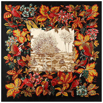 Pañuelo de Seda Cuadrado Estampado Flores Selva y Aves - Image 10