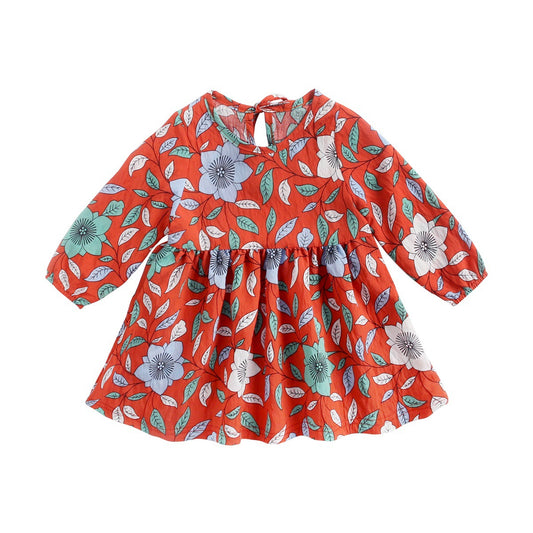 Vestido Infantil Floral Manga Larga Otoño Invierno