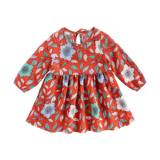 Vestido Infantil Floral Manga Larga Otoño Invierno