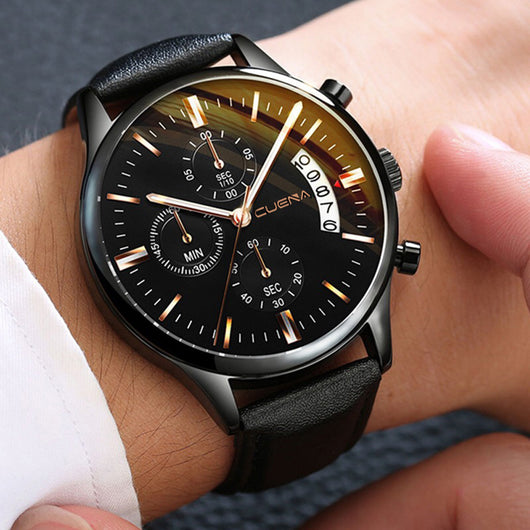 Reloj Deportivo Hombre Acero Inoxidable Correa Cuero Movimiento Cuarzo - Image 33