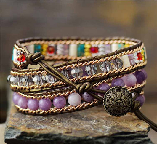 Pulsera de Cuero Corazón Violeta Romántica - Image 7