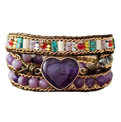 Pulsera de Cuero Corazón Violeta Romántica - Image 8