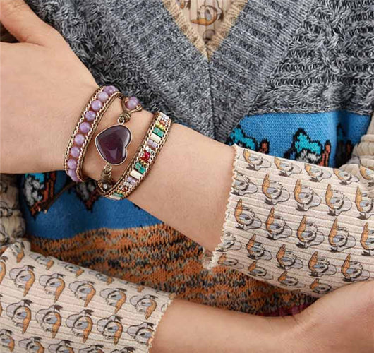Pulsera de Cuero Corazón Violeta Romántica - Image 5