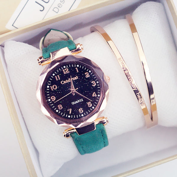 Reloj para Dama Estilo Coreano Casual y Sencillo Cielo Estrellado