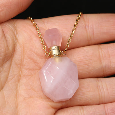 Collar de Piedra Natural con Botella de Perfume de Cristal - Joyería DIY Elegante - Image 3