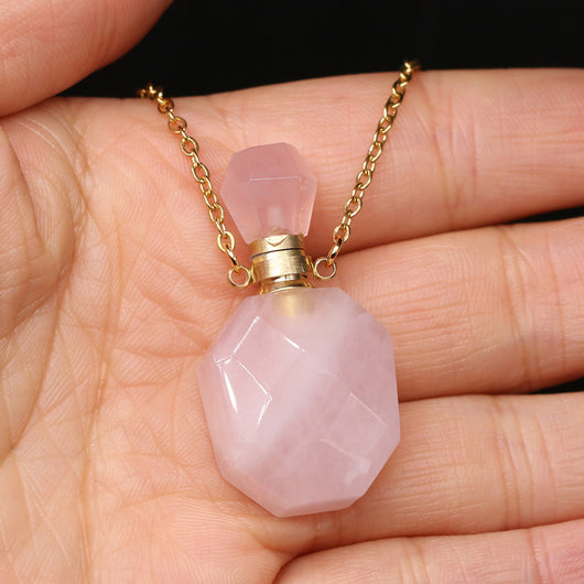 Collar de Piedra Natural con Botella de Perfume de Cristal - Joyería DIY Elegante - Image 3