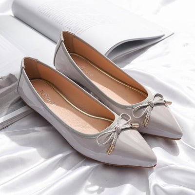 Zapatos Planos para Mujer Punta Afilada Charol con Moño Mariposa - Image 3