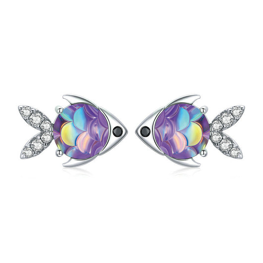 Aretes de Plata 925 Peces Felices con Zirconia de Colores y Baño de Platino - Image 7