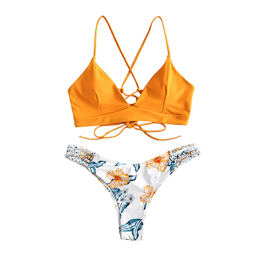 Trajes de Baño Separados de Color Liso para Mujer