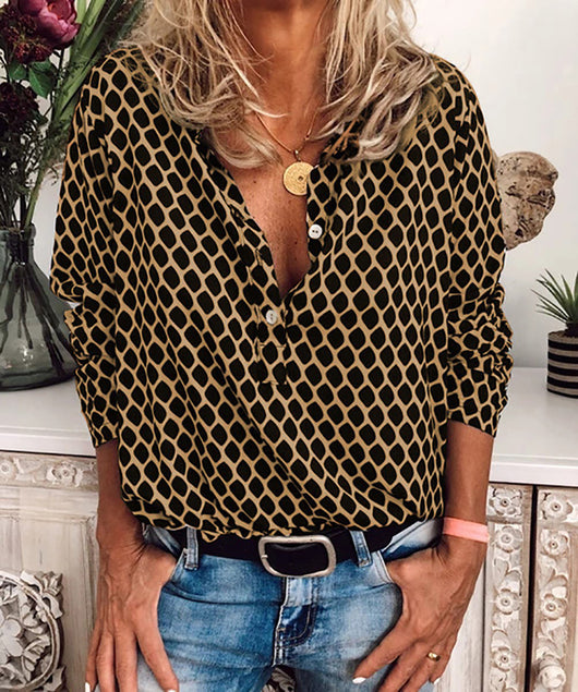 Blusa Estampada a Cuadros Manga Larga con Botones para Mujer - Image 11