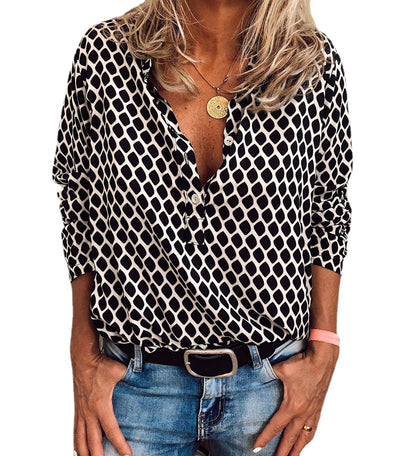 Blusa Estampada a Cuadros Manga Larga con Botones para Mujer - Image 9