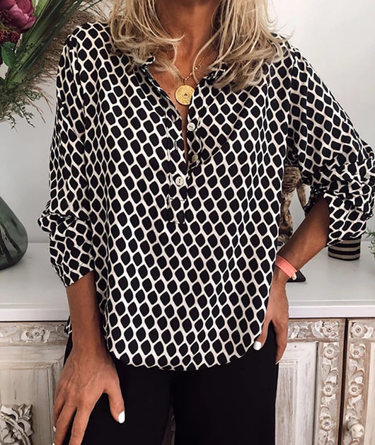 Blusa Estampada a Cuadros Manga Larga con Botones para Mujer - Image 2