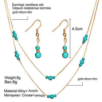 Conjunto de Collar y Aretes Turquesa Redondo - Image 11