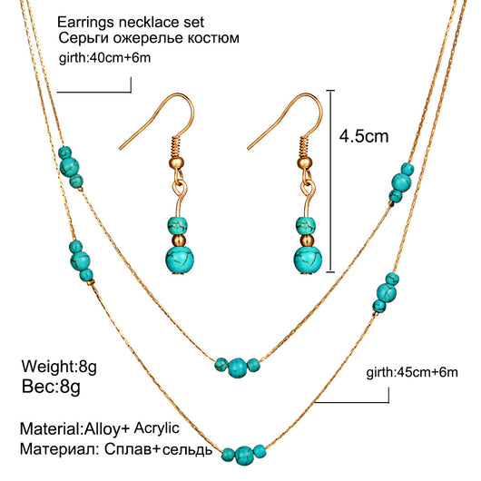 Conjunto de Collar y Aretes Turquesa Redondo - Image 11