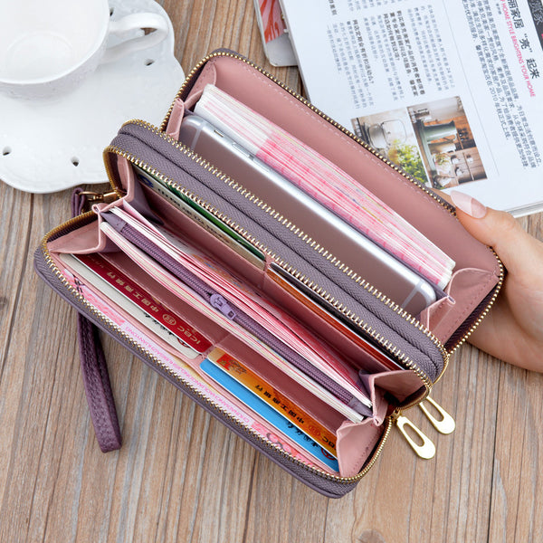 Cartera Doble Cierre para Mujer con Dos Compartimentos