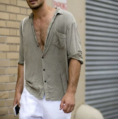 Camisa de Algodón para Hombre con Bolsillos en Solapa - Image 7