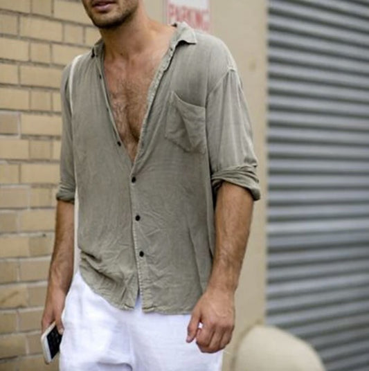 Camisa de Algodón para Hombre con Bolsillos en Solapa - Image 2