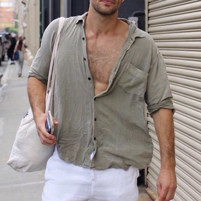 Camisa de Algodón para Hombre con Bolsillos en Solapa - Image 4