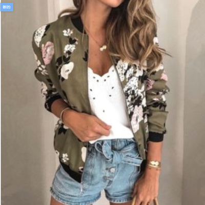 Abrigo Estampado con Cierre y Cuello Redondo Manga Larga - Image 8