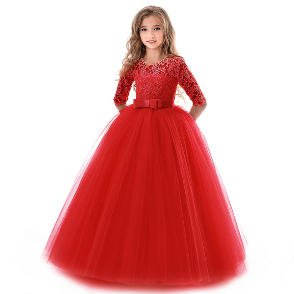 Vestido Infantil Princesa con Encaje y Tul Esponjado