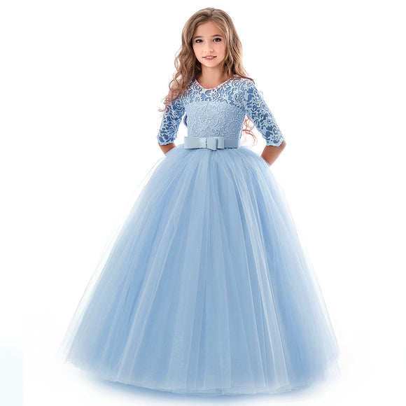Vestido Infantil Princesa con Encaje y Tul Esponjado