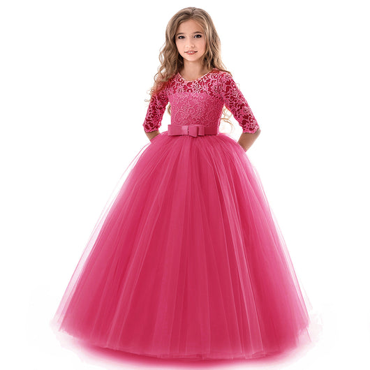 Vestido Infantil Princesa con Encaje y Tul Esponjado - Image 6