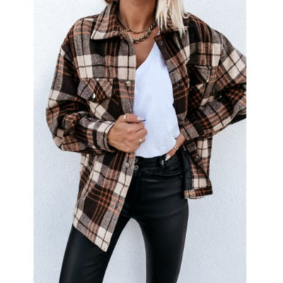 Abrigo Largo de Lana a Cuadros con Botones - Cálido y Elegante para Otoño e Invierno - Image 8
