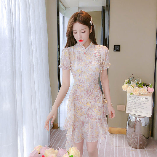 Vestido Cheongsam Moderno con Detalles de Gasa y Bordado - Estilo Verano - Image 7