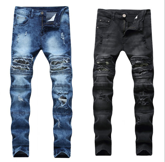 Pantalones Jeans Slim Fit con Rotura en la Rodilla y Stretch para Hombre
