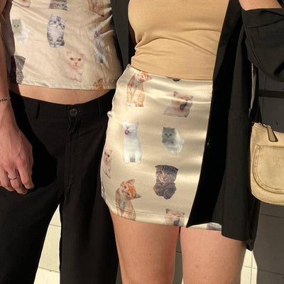 Falda Línea A con Estampado de Gatos - Efecto Reductor - Image 7