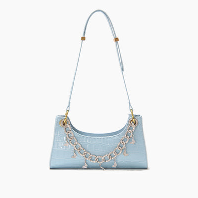 Bolso de Hombro Degradado Arcoíris con Cadena de Perlas y Detalles Metálicos - Bolsa de Moda Verano - Image 10